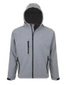 szara kurtka z kapturem SOFTSHELL | 340GSM